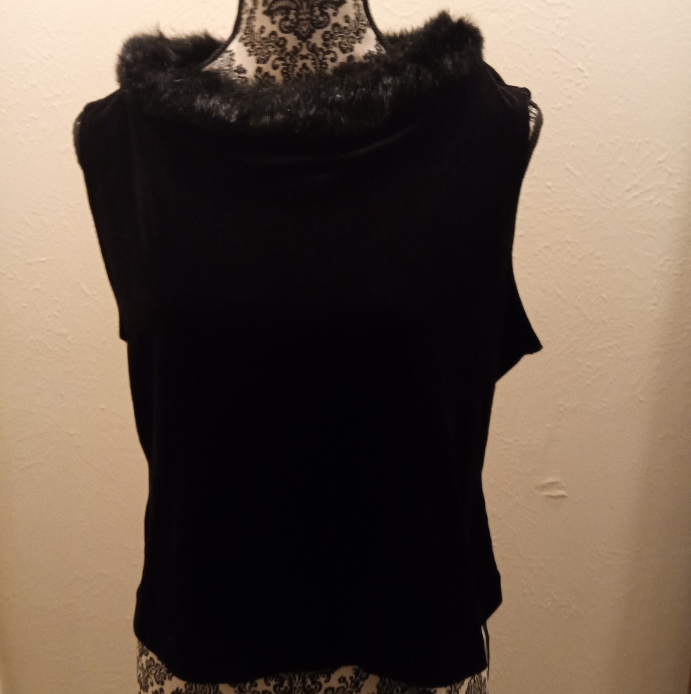 Velvet shell w/fur collar